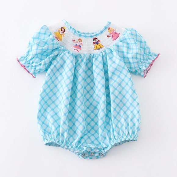 Other - Baby Girls Princess Belle Aurora Snow Shite Smocked Embroidered Bubble Romper